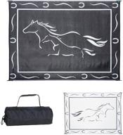 🐎 stylish camping gh8111 black/white 8x11 galloping horses mat – upgrade your camping experience! logo