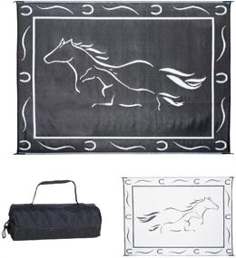 img 4 attached to 🐎 Stylish Camping GH8111 Black/White 8x11 Galloping Horses Mat – Upgrade your Camping Experience!
