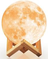 🌕 moon lamp - ehobroc moon light 3d 5.9 inch glowing lunar globe light with tap control, 3 color modes (cool/warm white and yellow), moon lamp with stand for home decoration, bedside table, perfect kids' birthday gift, christmas decor логотип