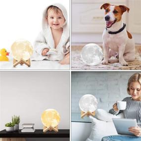 img 1 attached to 🌕 Moon Lamp - Ehobroc Moon Light 3D 5.9 Inch Glowing Lunar Globe Light with Tap Control, 3 Color Modes (Cool/Warm White and Yellow), Moon Lamp with Stand for Home Decoration, Bedside Table, Perfect Kids' Birthday Gift, Christmas Decor