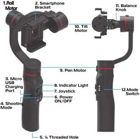 img 3 attached to 📱 Andoer 3-Axis Gimbal Stabilizer for Vertical Smartphone Shooting with Locked/Half-Follow/Full-Follow Modes and Built-in Lithium Battery, Compatible with iPhone X/8/7/6s, Samsung, Huawei, Xiaomi, and Other Smartphones