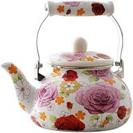 ☕ olytaru enamel teapot floral: large porcelain enameled teakettle for stovetop - colorful hot water tea kettle pot, 2.4l, small retro classic design logo