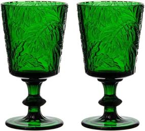 img 4 attached to Jomop Handmade Pressed Colored Stemmed Wine Glasses Set Green - Set of 2 Wine Goblets for Elegant Wine Tasting