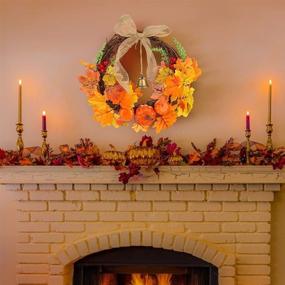 img 2 attached to VGOODALL 11 Inch Artificial Fall Harvest Pumpkin Wreath for Thanksgiving Decoration Home Decor - Thanksgiving Hanging Front Door Wreath