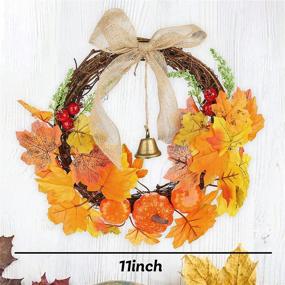 img 3 attached to VGOODALL 11 Inch Artificial Fall Harvest Pumpkin Wreath for Thanksgiving Decoration Home Decor - Thanksgiving Hanging Front Door Wreath