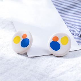 img 2 attached to 🎨 WUWEIJIAJIA Unique Abstract Color Paint Palette Stud Earrings: A Fun & Chic Statement for Women, Girls, and Artist Lovers - Handmade Round Jewelry Gifts