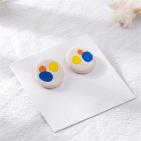 img 1 attached to 🎨 WUWEIJIAJIA Unique Abstract Color Paint Palette Stud Earrings: A Fun & Chic Statement for Women, Girls, and Artist Lovers - Handmade Round Jewelry Gifts