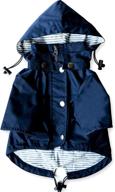 🐶 ellie's premium navy blue dog raincoat: reflective buttons, pockets, adjustable drawstring, & removable hood - xs to xxl sizes - stylish & rain/water resistant логотип