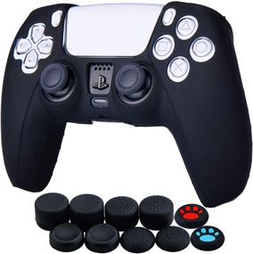 img 4 attached to Enhance Your Gaming Experience: YoRHa Silicone Cover Skin Case for PS5 Dualsense Controller - Black (Includes 10 Thumb Grips)