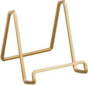 img 4 attached to 📷 4 Inch Metal Gold Plated Square Wire Plate Stand Holder Easel Display - Ideal for Cookbooks, Photos, Picture Frames, & Plates