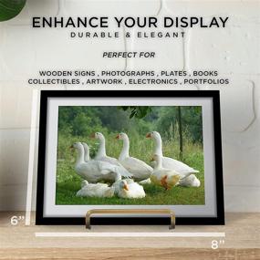 img 3 attached to 📷 4 Inch Metal Gold Plated Square Wire Plate Stand Holder Easel Display - Ideal for Cookbooks, Photos, Picture Frames, & Plates