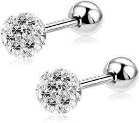 img 2 attached to 🌟 Girls' 20G Stud Earrings Set with Screw-on Safety Backs - Hypoallergenic Surgical Steel Women's Earrings by ZHIYAOR