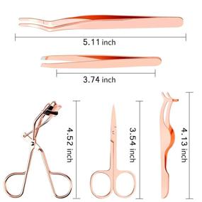 img 3 attached to Yiwoo 5-Piece False Eyelashes Applicator Set for Precise Application and Curled Lashes - Eyelash Tool Kit Including Curved Eyelash Curler (Rose Gold)