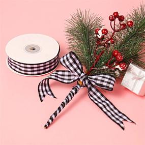 img 2 attached to 🎀 Versatile 100 Yards Buffalo Plaid Ribbon for Floral, Craft, and Holiday Decoration - Wide Gingham Ribbons in 3 Sizes - Black and White Buffalo Checkered Plaid