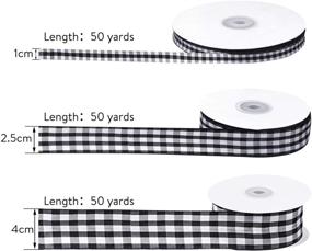 img 3 attached to 🎀 Versatile 100 Yards Buffalo Plaid Ribbon for Floral, Craft, and Holiday Decoration - Wide Gingham Ribbons in 3 Sizes - Black and White Buffalo Checkered Plaid