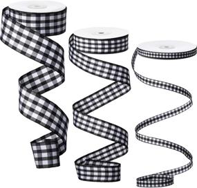 img 4 attached to 🎀 Versatile 100 Yards Buffalo Plaid Ribbon for Floral, Craft, and Holiday Decoration - Wide Gingham Ribbons in 3 Sizes - Black and White Buffalo Checkered Plaid