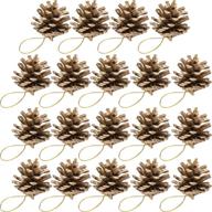 🎄 bbto 18-piece 1.57 inch christmas pine cones: snow-tipped natural decorations (gold) логотип