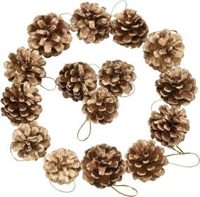 img 3 attached to 🎄 BBTO 18-Piece 1.57 Inch Christmas Pine Cones: Snow-Tipped Natural Decorations (Gold)