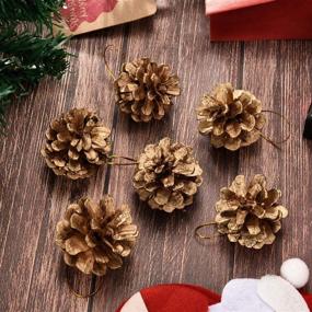 img 1 attached to 🎄 BBTO 18-Piece 1.57 Inch Christmas Pine Cones: Snow-Tipped Natural Decorations (Gold)