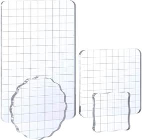 img 4 attached to Whaline 4-Pack Large Acrylic Stamp Block Set with Grid Lines - Ideal for Art Crafts and Scrapbooking