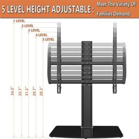 img 1 attached to 📺 Swivel TV Stand/Base for 40-86 inch TVs | 110° Swivel, Height Adjustable, Tempered Glass Base | Holds up to 132lbs Screens | Model HT04B-003