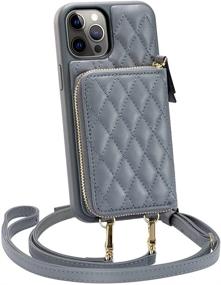 img 4 attached to 👜 Quilted Leather Wallet Case for iPhone 12 Pro Max 6.7" - Grey | LAMEEKU Card Holder Case with Crossbody Strap for Women | Protective Case Compatible with iPhone 12 Pro Max