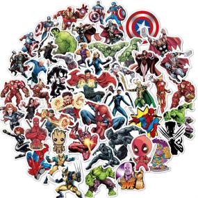 img 4 attached to 🎉 104pcs Avengers Superhero Laptop Stickers: Waterproof Decals for Water Bottles, Skateboards, Bikes, Luggage - Fun Party Favors for Teens