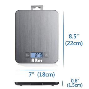 img 2 attached to 📏 Silver Stainless Steel Platform Kitchen Scale - Multi-Function Food Scale 30 lb / 15 kg (Includes Batteries)