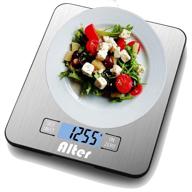 📏 silver stainless steel platform kitchen scale - multi-function food scale 30 lb / 15 kg (includes batteries) logo