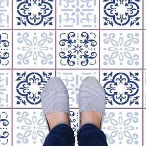 img 1 attached to Mosaic Magic: Mexican Tile Stencil Set - Create Stunning 8x8 Designs for Painting Walls or Floors - Transform Spaces with Mosaic Tile Stencil Patterns