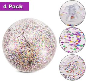 img 2 attached to 🏖️ Chuangdi Glitter Beach Ball Set - 4 Piece Confetti Inflated Party Balls for the Ultimate Summer Beach Favor (16 Inch-3 Pieces, 24 Inch-1 Piece)