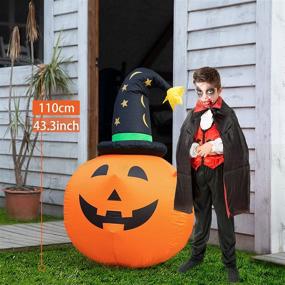 img 2 attached to 🎃 3.5FT Indoor Outdoor Decorations - Halloween Inflatable Pumpkin with Witch Hat featuring Built-in LED Lights