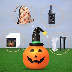 img 1 attached to 🎃 3.5FT Indoor Outdoor Decorations - Halloween Inflatable Pumpkin with Witch Hat featuring Built-in LED Lights