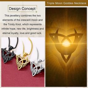 img 3 attached to Stainless Steel Triple Moon Goddess Necklace with 18K 🌙 Gold Plating - Wiccan Jewelry for Women, Personalized & Delicately Packaged