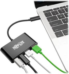 img 3 attached to 🔌 Portable Tripp Lite USB C Hub Adapter Converter with 2x USB Type C & 2x USB-A Thunderbolt 3 USB-C in Black (Model U460-004-2A2CB)