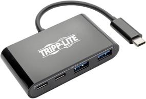 img 4 attached to 🔌 Portable Tripp Lite USB C Hub Adapter Converter with 2x USB Type C & 2x USB-A Thunderbolt 3 USB-C in Black (Model U460-004-2A2CB)