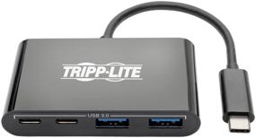 img 2 attached to 🔌 Portable Tripp Lite USB C Hub Adapter Converter with 2x USB Type C & 2x USB-A Thunderbolt 3 USB-C in Black (Model U460-004-2A2CB)