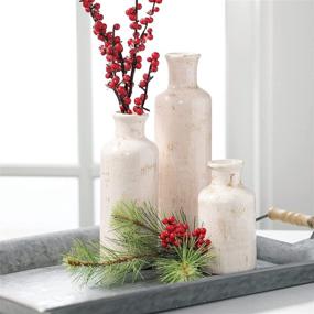 img 2 attached to 🏠 Sullivans Rustic Home Decor Ceramic Vase Set - 3 Small Vases, Modern Farmhouse Style; Perfect Shelf Décor, Table Décor, Bookshelf, Mantle, Entryway Accent - Distressed White (CM2333)
