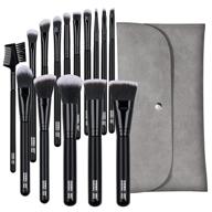 enhance your beauty routine: maange 15 pcs makeup brush set with premium synthetic bristles, ideal for foundation, powder, concealers, eye shadows, and blush - complete with elegant gray bag logo