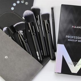 img 3 attached to Enhance Your Beauty Routine: MAANGE 15 Pcs Makeup Brush Set with Premium Synthetic Bristles, Ideal for Foundation, Powder, Concealers, Eye shadows, and Blush - Complete with Elegant Gray Bag