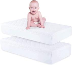 img 4 attached to 2-Pack Waterproof Crib Mattress Protector - Soft Breathable Quilted Fitted Baby Mattress Cover - Noiseless & Deep Pocket Toddler Mattress Pad - 28'' x 52''