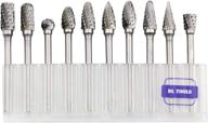 🔧 dltools double cut tungsten carbide rotary burr set: 10pcs metal carving drilling polishing bits for die grinder with 1/8"(3.175mm) shank and 1/4"(6.35mm) head dia logo