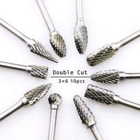 img 3 attached to 🔧 DLtools Double Cut Tungsten Carbide Rotary Burr Set: 10pcs Metal Carving Drilling Polishing Bits for Die Grinder with 1/8"(3.175mm) Shank and 1/4"(6.35mm) Head Dia