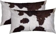 decorative cow skin print throw pillow covers 12x20 inch - set of 2 | couch & bed cushion covers | african animal-inspired design | black farm fashion home decor | sofa pillowcase gift логотип