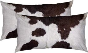 img 3 attached to Decorative Cow Skin Print Throw Pillow Covers 12x20 Inch - Set of 2 | Couch & Bed Cushion Covers | African Animal-Inspired Design | Black Farm Fashion Home Decor | Sofa Pillowcase Gift