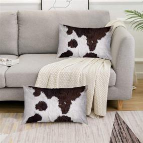 img 2 attached to Decorative Cow Skin Print Throw Pillow Covers 12x20 Inch - Set of 2 | Couch & Bed Cushion Covers | African Animal-Inspired Design | Black Farm Fashion Home Decor | Sofa Pillowcase Gift