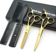 ✂️ golden hair cutting shears set – 5.5 inches hair scissors with thinning comb for professional and personal use logo