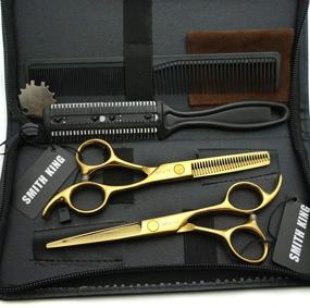 img 3 attached to ✂️ Golden Hair Cutting Shears Set – 5.5 Inches Hair Scissors with Thinning Comb for Professional and Personal Use