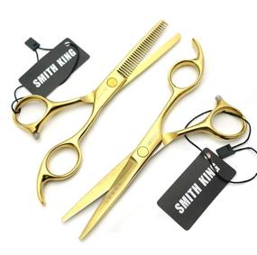 img 2 attached to ✂️ Golden Hair Cutting Shears Set – 5.5 Inches Hair Scissors with Thinning Comb for Professional and Personal Use