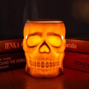 img 3 attached to 🔥 Resurgent Skull Ceramic Wax Warmer - STAR MOON Scentsy Wax Melter for Home Decor, Flameless & Smokeless, Dual Bulbs Included, No Soot